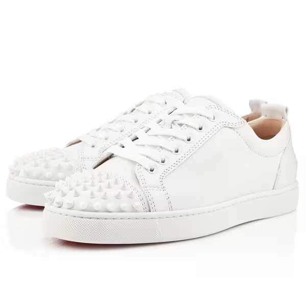 EM Sneakers Christian Louboutin Louis Junior Spikes Sneakers Calf Leather and Spikes White