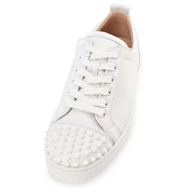 EM Sneakers Christian Louboutin Louis Junior Spikes Sneakers Calf Leather and Spikes White