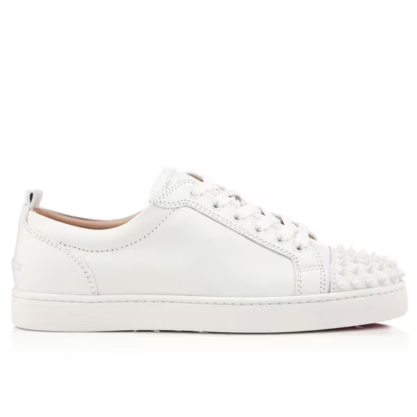 EM Sneakers Christian Louboutin Louis Junior Spikes Sneakers Calf Leather and Spikes White