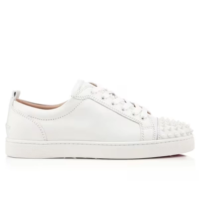 EM Sneakers Christian Louboutin Louis Junior Spikes Sneakers Calf Leather and Spikes White 02