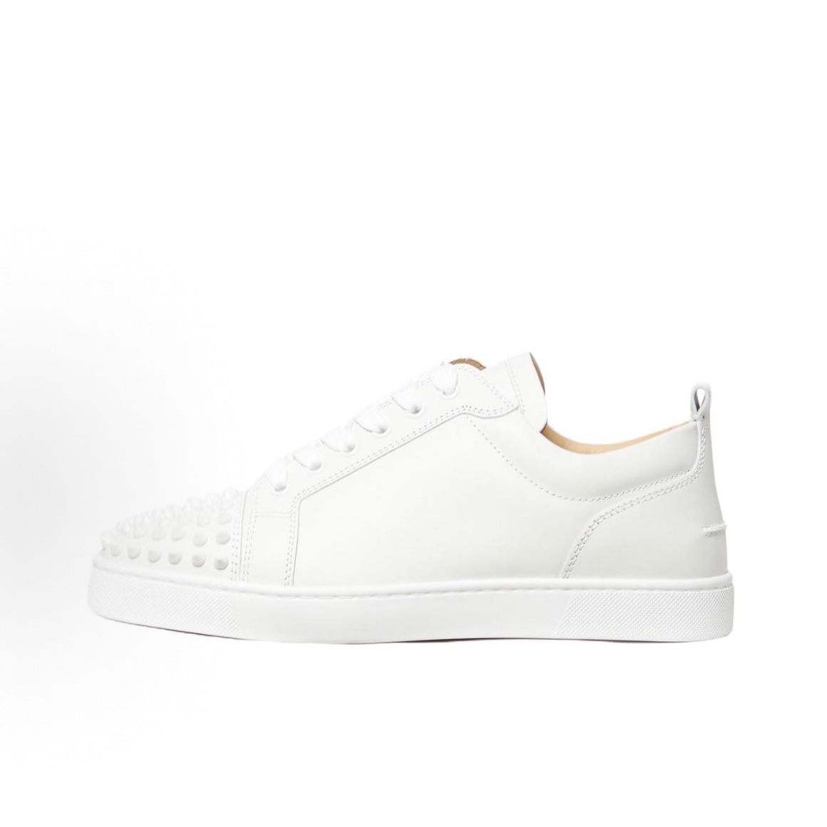 EM Sneakers Christian Louboutin Louis Junior Spikes Sneakers Calf Leather and Spikes White