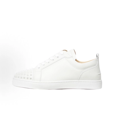 EM Sneakers Christian Louboutin Louis Junior Spikes Sneakers Calf Leather and Spikes White 01