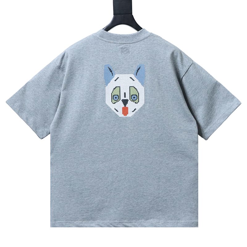EM Sneakers Loewe x Louis Wain Kitten Logo Embroidered T-shirt Gray