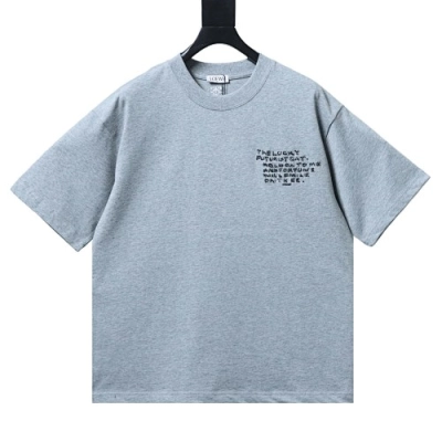 EM Sneakers Loewe x Louis Wain Kitten Logo Embroidered T-shirt Gray 01