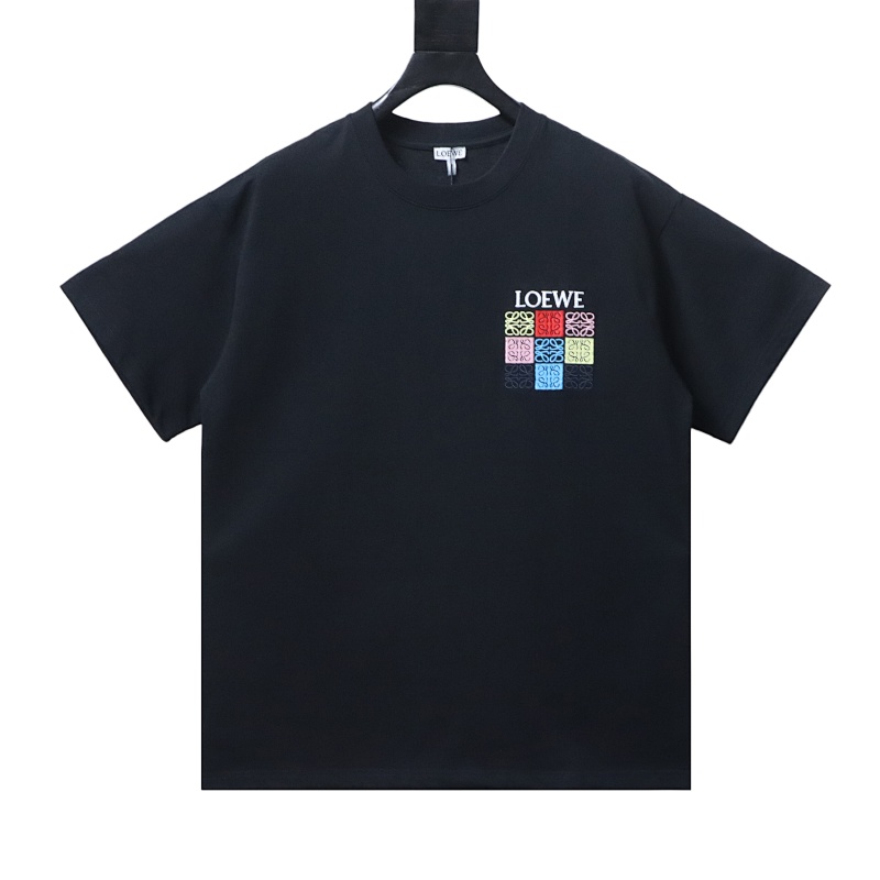 EM Sneakers Loewe 2026SS Nine-Grid Embroidered Logo T-Shirt Black