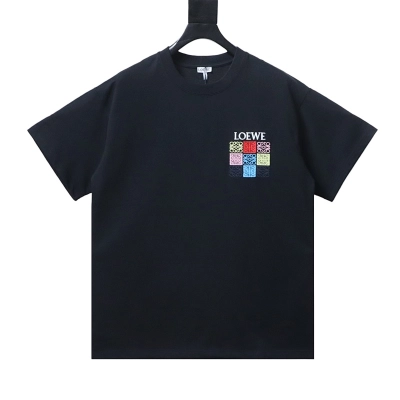 EM Sneakers Loewe 2026SS Nine-Grid Embroidered Logo T-Shirt Black 01