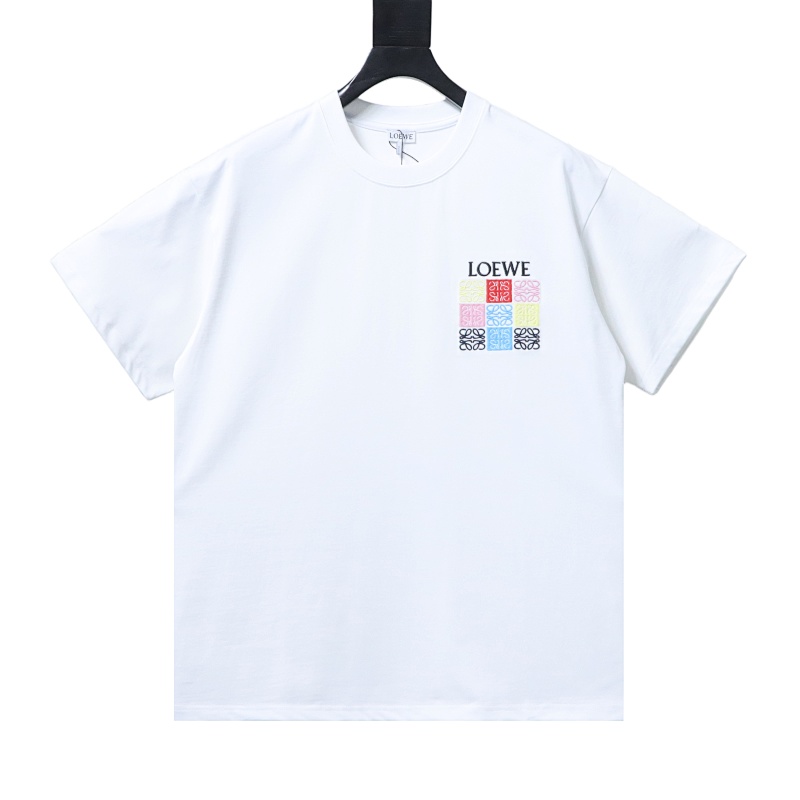 EM Sneakers Loewe 2026SS Nine-Grid Embroidered Logo T-Shirt White