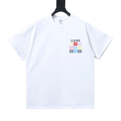 EM Sneakers Loewe 2026SS Nine-Grid Embroidered Logo T-Shirt White 01