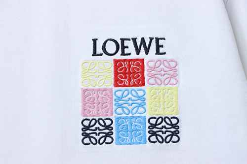 EM Sneakers Loewe 2026SS Nine-Grid Embroidered Logo T-Shirt White