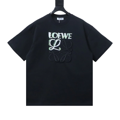 EM Sneakers Loewe 24ss Embroidered Logo T-shirt Black 01