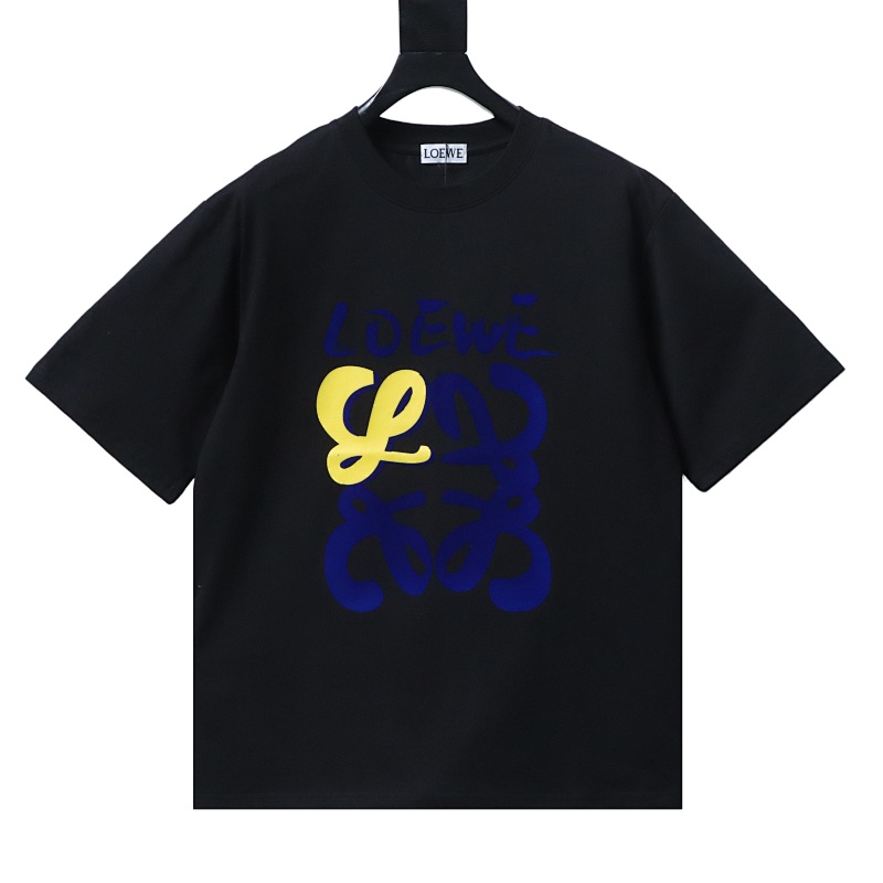 EM Sneakers Loewe 25ss Graffiti Painted Flocked Print T-shirt Black