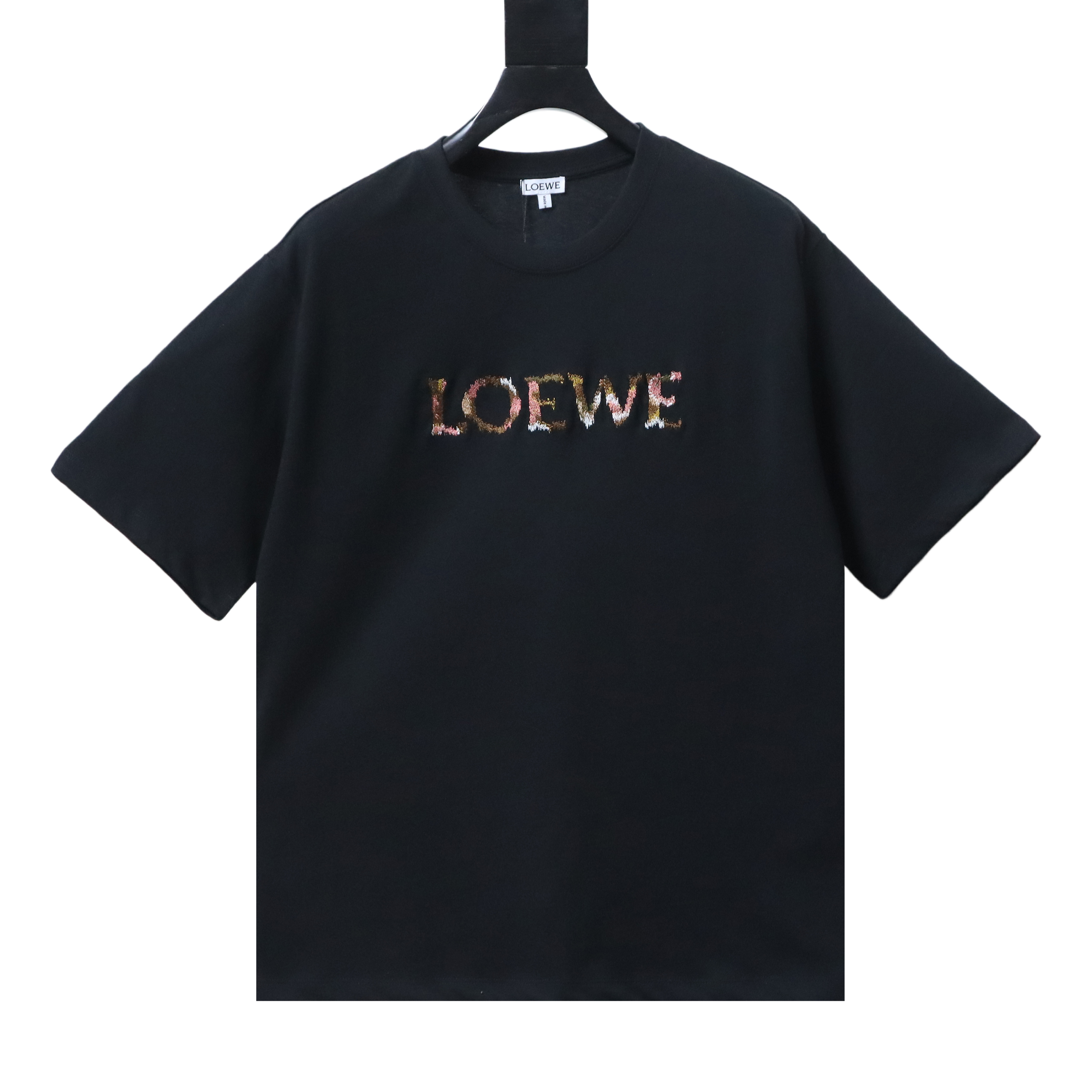 EM Sneakers Loewe 26SS Colorful Embroidered T-shirt Black