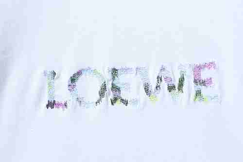 EM Sneakers Loewe 26SS Colorful Embroidered T-shirt White