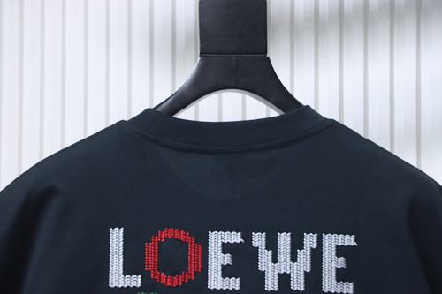 EM Sneakers Loewe 26SS Colorful Logo Embroidered T-shirt Black