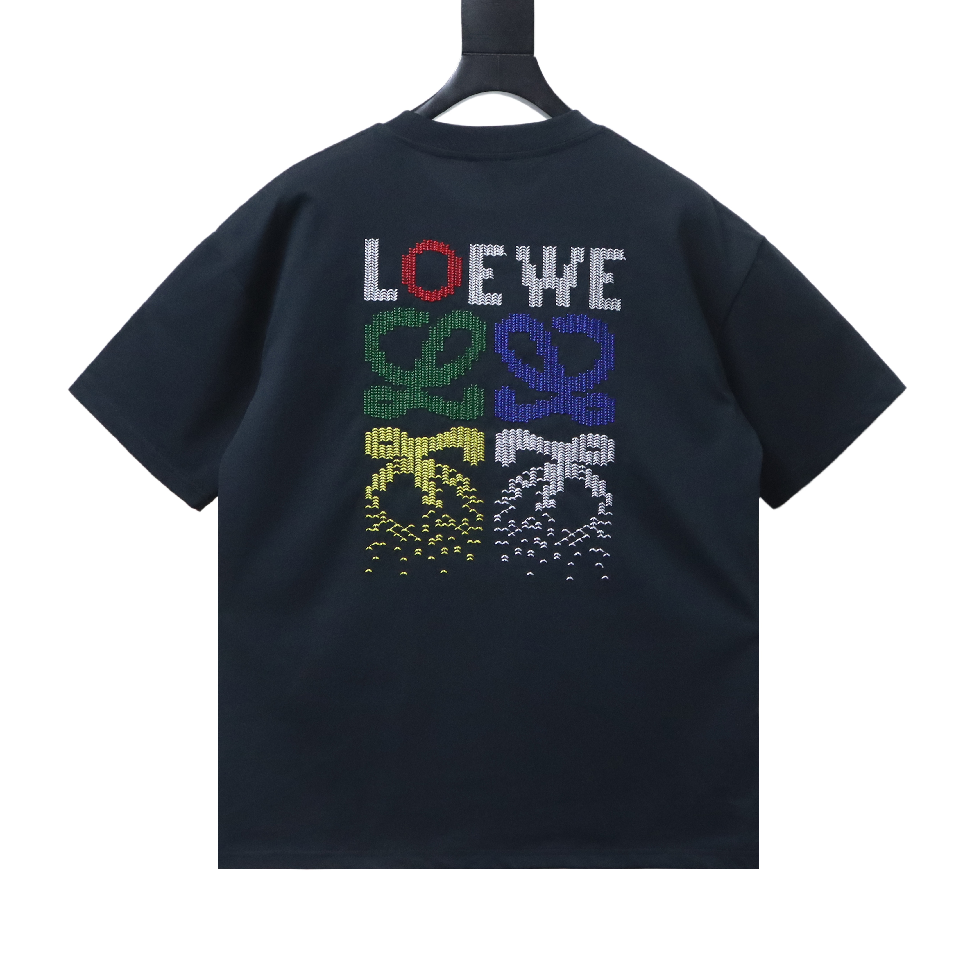 EM Sneakers Loewe 26SS Colorful Logo Embroidered T-shirt Black