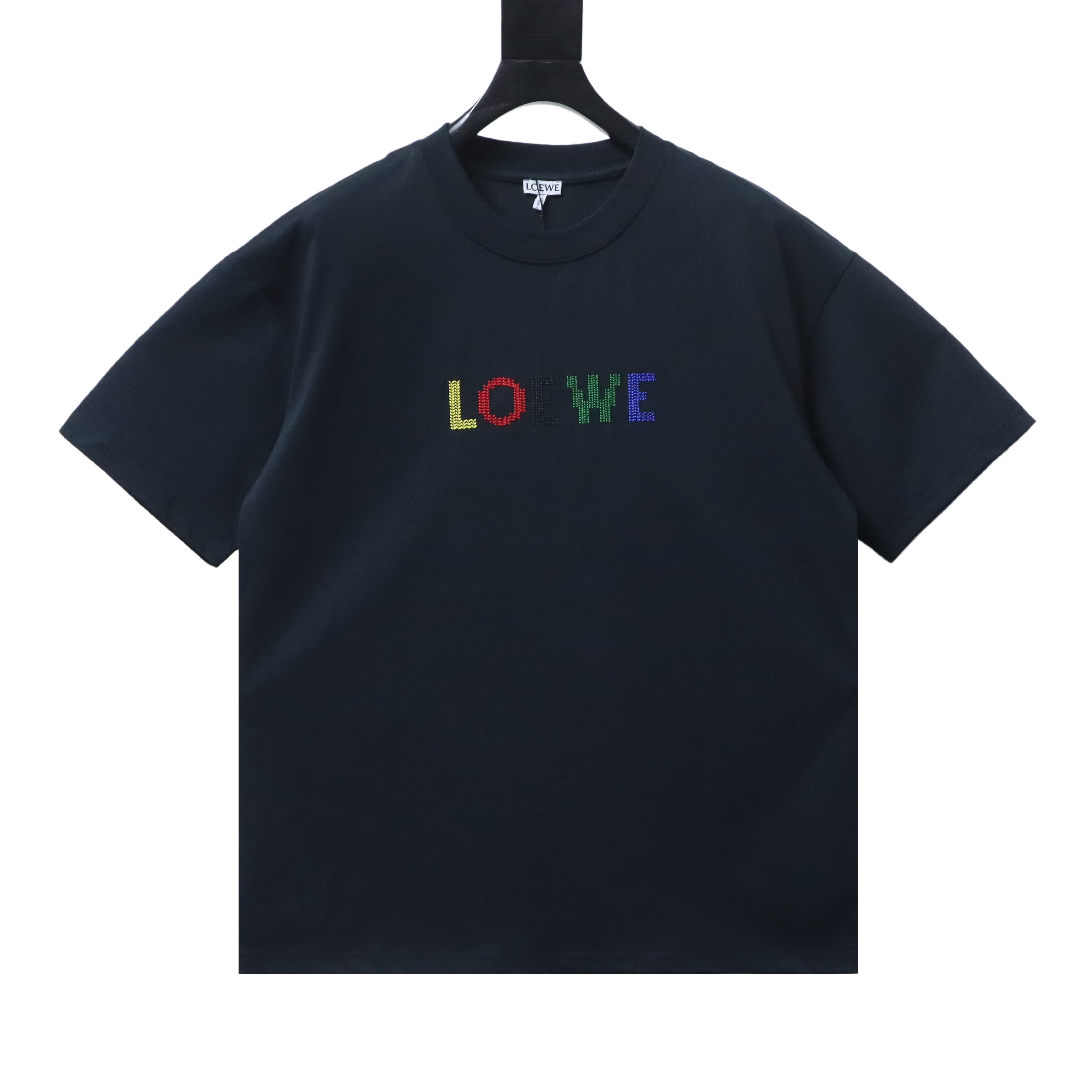 EM Sneakers Loewe 26SS Colorful Logo Embroidered T-shirt Black