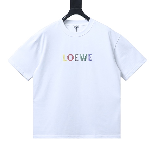 EM Sneakers Loewe 26SS Colorful Logo Embroidered T-shirt White