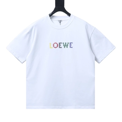 EM Sneakers Loewe 26SS Colorful Logo Embroidered T-shirt White 01