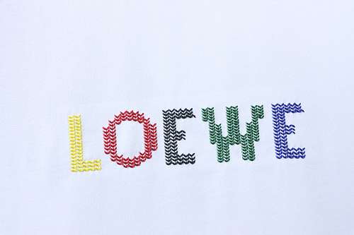 EM Sneakers Loewe 26SS Colorful Logo Embroidered T-shirt White