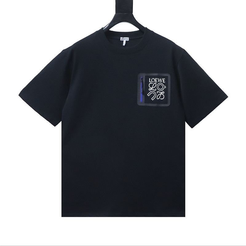 EM Sneakers Loewe & Onrun Collaboration Zipper Pocket Logo Taped T-Shirt Black
