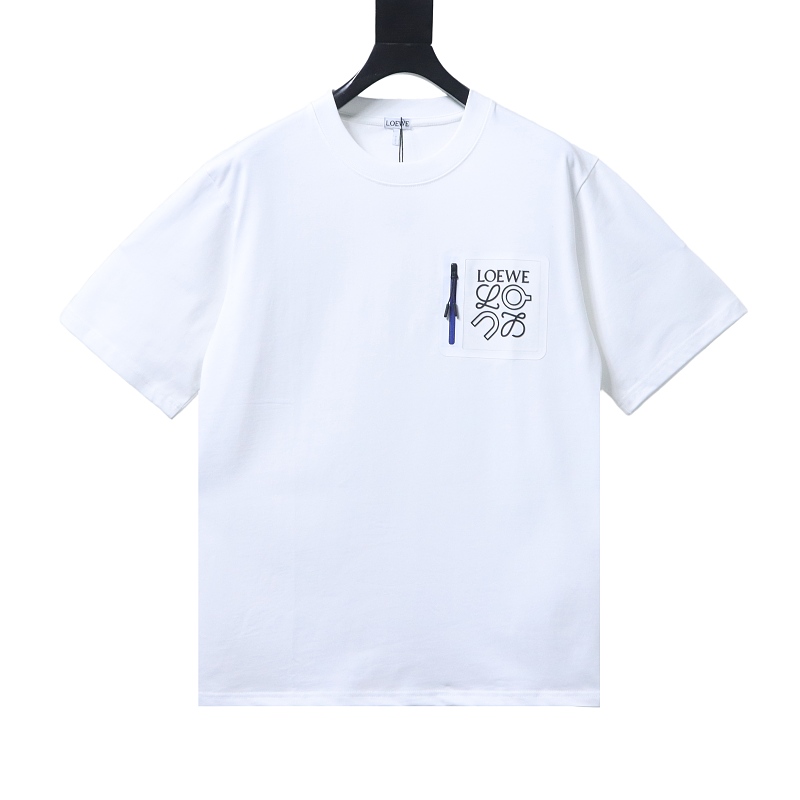 EM Sneakers Loewe & Onrun Collaboration Zipper Pocket Logo Taped T-Shirt White