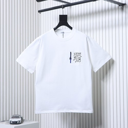 EM Sneakers Loewe & Onrun Collaboration Zipper Pocket Logo Taped T-Shirt White