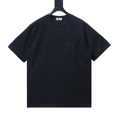 EM Sneakers Loewe Classic Embroidered Letter Pocket T-Shirt Black 01
