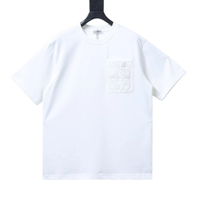 EM Sneakers Loewe Classic Embroidered Letter Pocket T-Shirt White 01