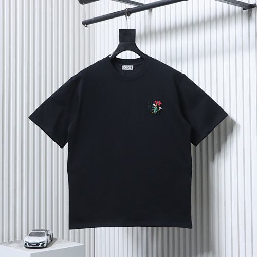 EM Sneakers Loewe Floral Embroidered Logo T-shirt Black