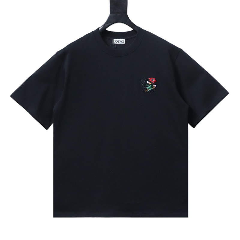 EM Sneakers Loewe Floral Embroidered Logo T-shirt Black