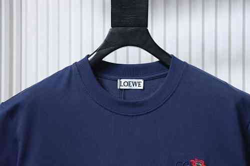 EM Sneakers Loewe Floral Embroidered Logo T-shirt Navy