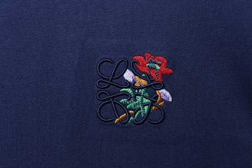 EM Sneakers Loewe Floral Embroidered Logo T-shirt Navy