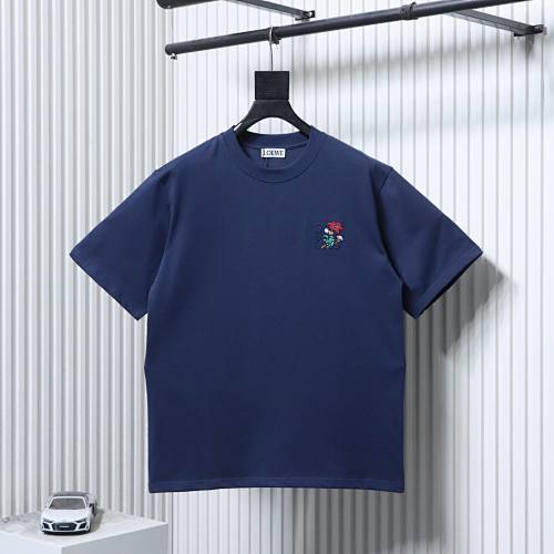 EM Sneakers Loewe Floral Embroidered Logo T-shirt Navy