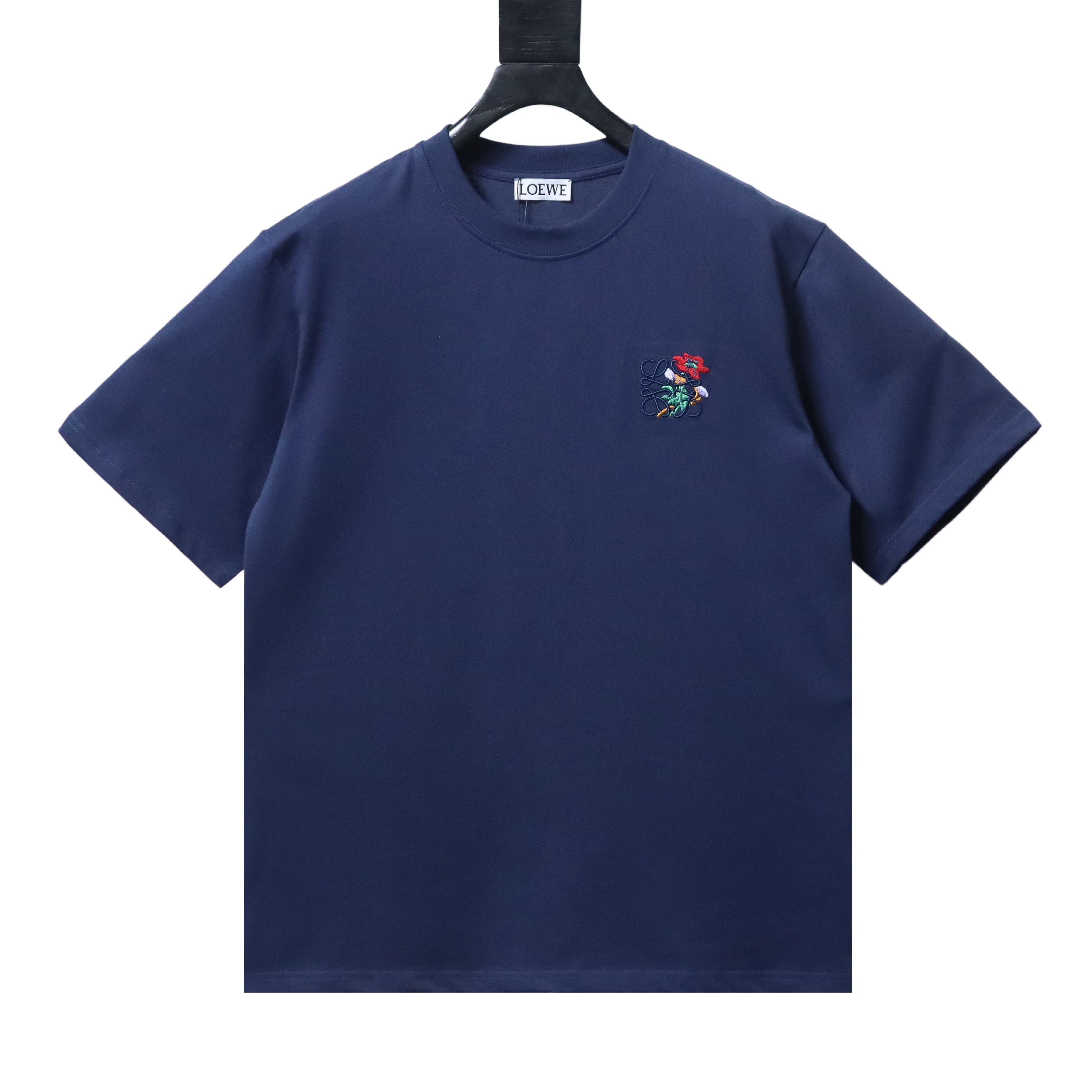 EM Sneakers Loewe Floral Embroidered Logo T-shirt Navy
