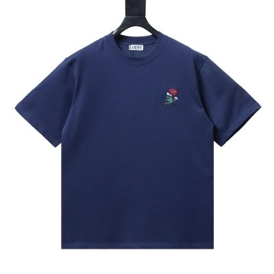 EM Sneakers Loewe Floral Embroidered Logo T-shirt Navy 01