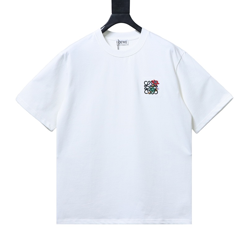 EM Sneakers Loewe Floral Embroidered Logo T-shirt White