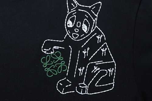 EM Sneakers Loewe Porcelain Cat Print T-shirt Black