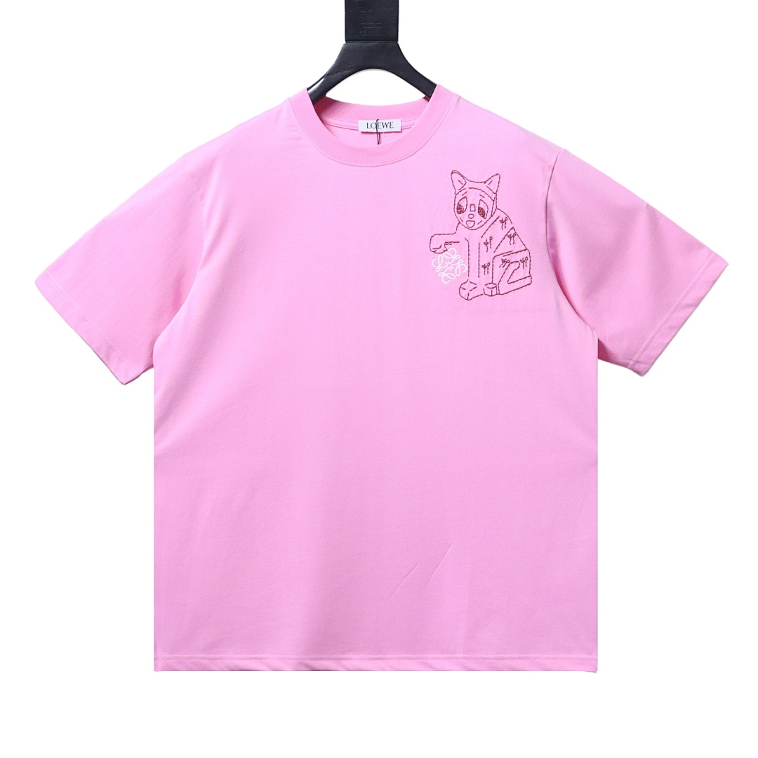 EM Sneakers Loewe Porcelain Cat Print T-shirt Pink