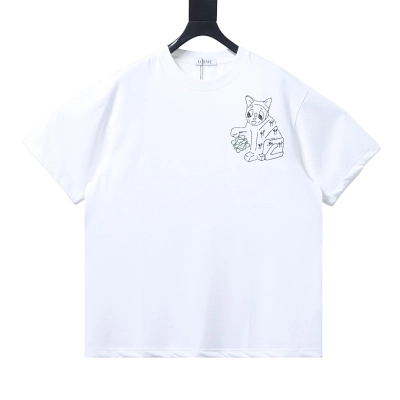 EM Sneakers Loewe Porcelain Cat Print T-shirt White 01