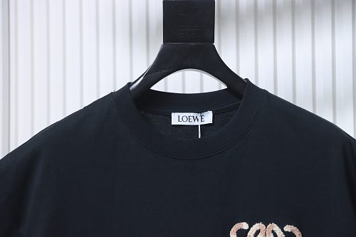 EM Sneakers Loewe SS25 Towel Embroidered Logo T-Shirt Black