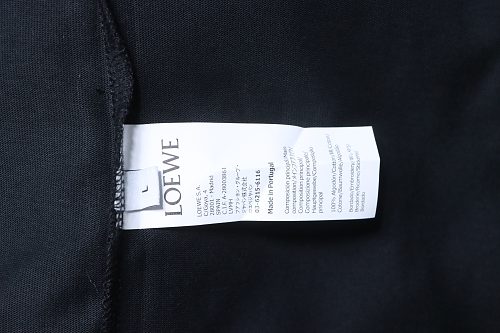 EM Sneakers Loewe SS25 Towel Embroidered Logo T-Shirt Black