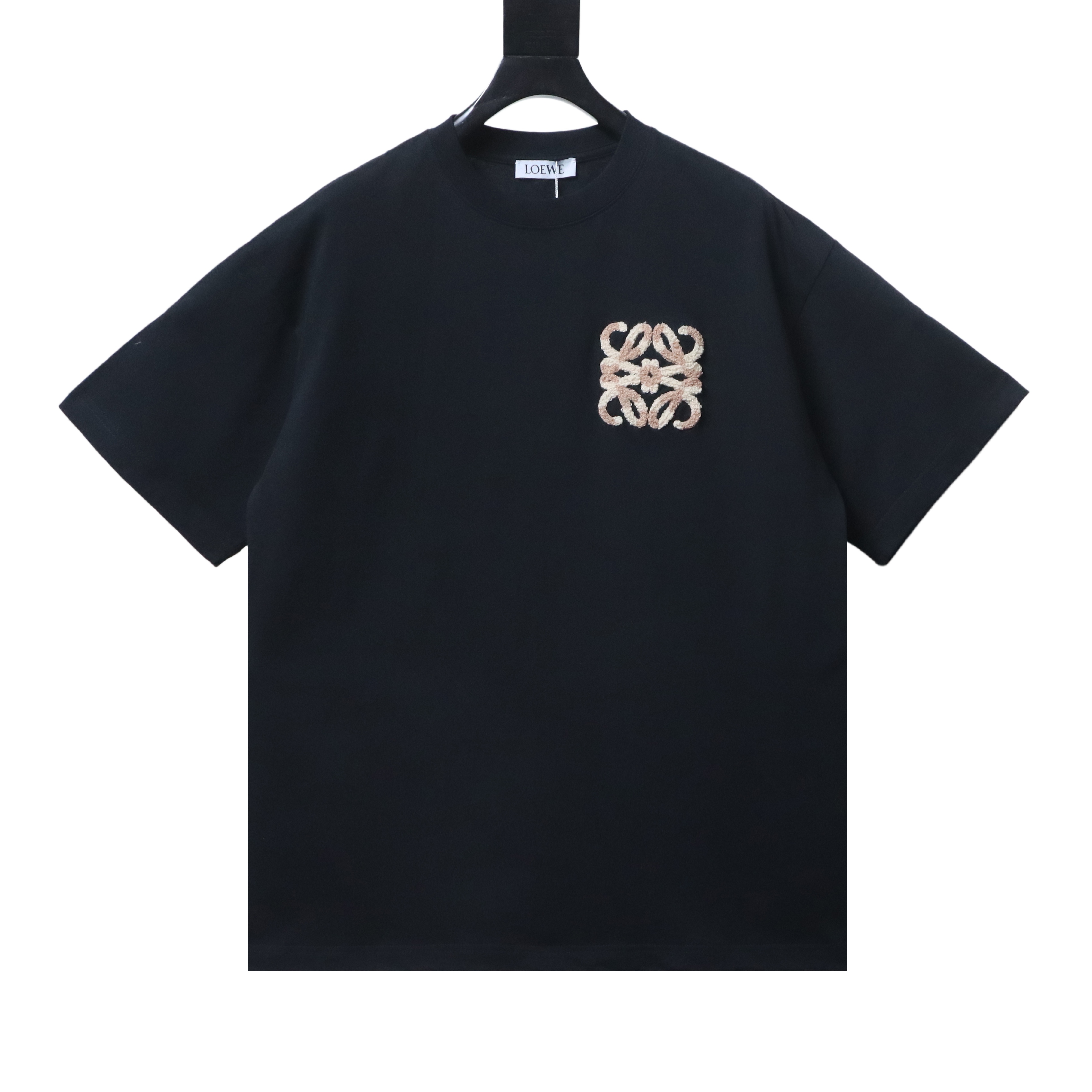 EM Sneakers Loewe SS25 Towel Embroidered Logo T-Shirt Black