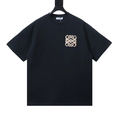 EM Sneakers Loewe SS25 Towel Embroidered Logo T-Shirt Black 01