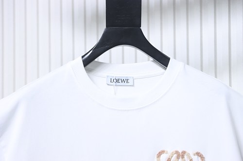 EM Sneakers Loewe SS25 Towel Embroidered Logo T-Shirt White