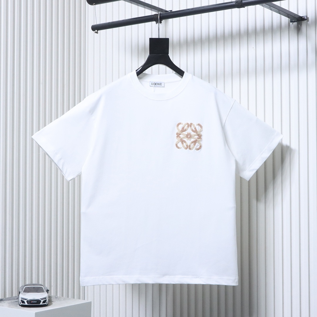EM Sneakers Loewe SS25 Towel Embroidered Logo T-Shirt White