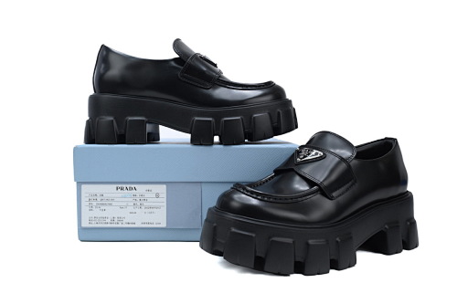 EM Sneakers Prada Monolith 55mm Loafer Black Brushed Leather
