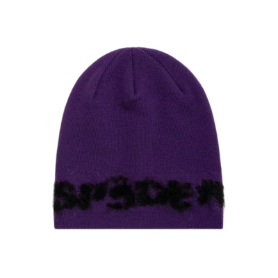 EM Sneakers Sp5der Fuzzy Logo Mohair Beanie Purple 01