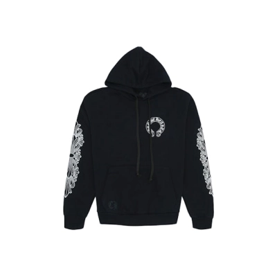 EM Sneakers Chrome Hearts Horse Shoe Floral Hoodie Black 01