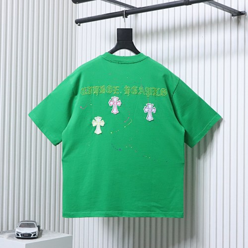 EM Sneakers Chrome Hearts 26SS Heavy-Duty Graffiti Cross Appliqué Embroidery Washed T-Shirt Green