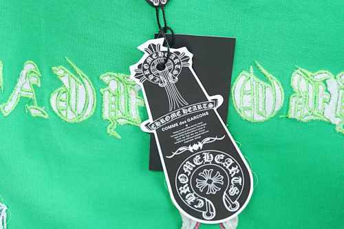 EM Sneakers Chrome Hearts 26SS Heavy-Duty Graffiti Cross Appliqué Embroidery Washed T-Shirt Green